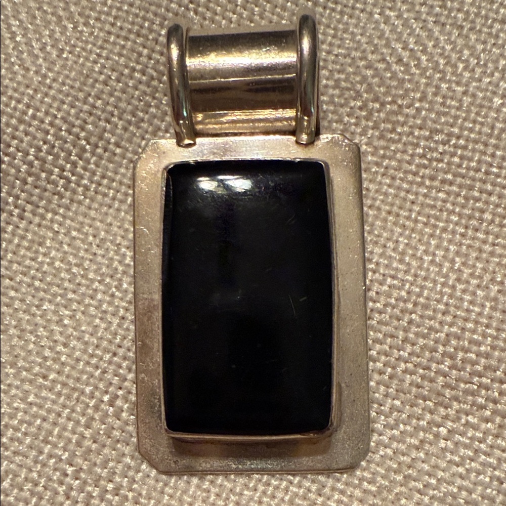 Silver And Black Rectangular Pendant - image 1